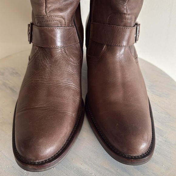 Naturalizer Brown Leather Size Zip Mid Calf Riding Boots Women 7 - Picture 3 of 15